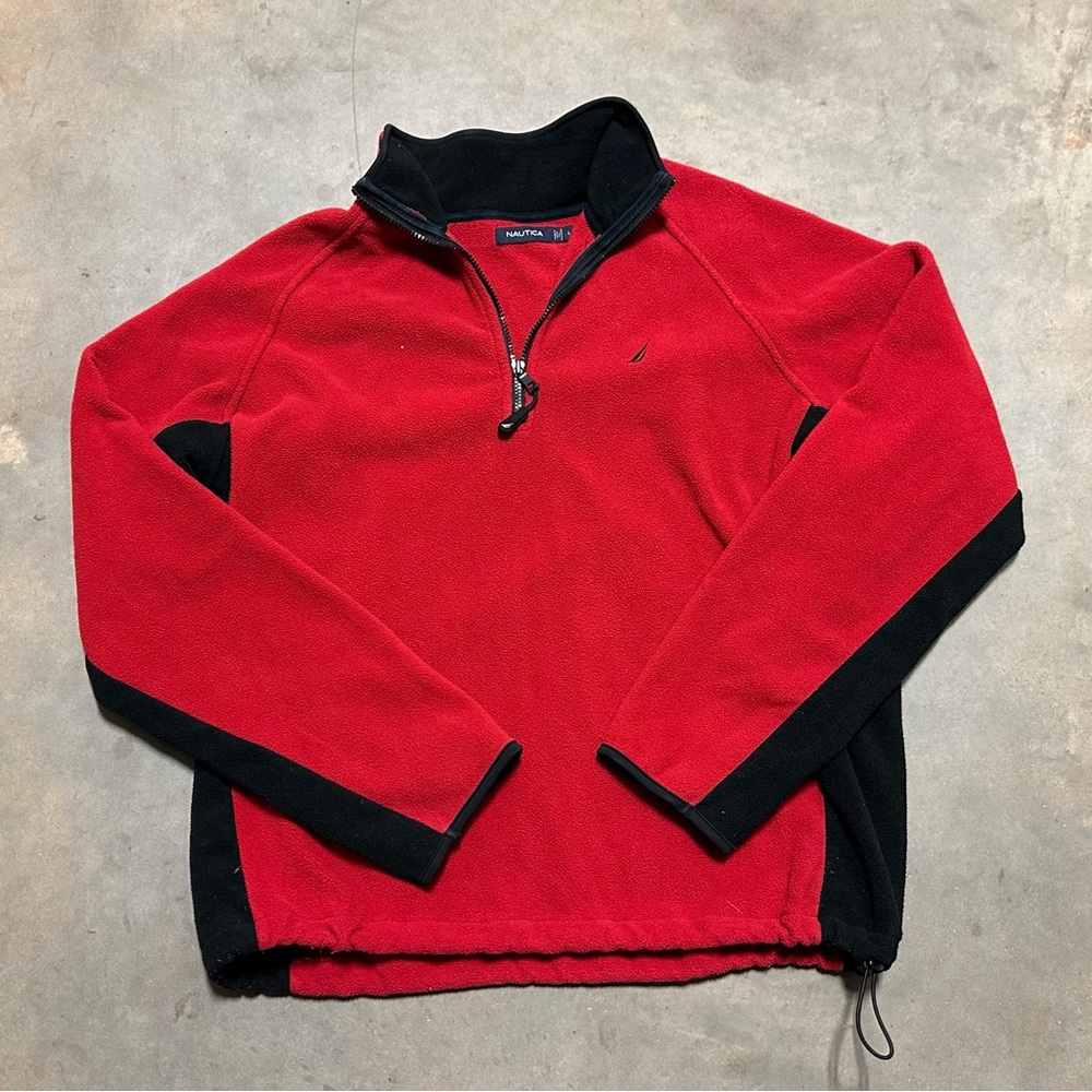 Nautica Red and Black Quarter-Zip Fleece